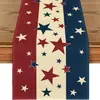 Nuevo camino de mesa de lino transfronterizo con estampado del Día de la Independencia para el hogar, comedor, sala de estar, mesa de comedor, decoración interior y exterior