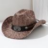 Explosiones Transfronterizas Sombrero Cowboy de Cuero PU para Hombre y Mujer Tachuelas de Zafiro de Toro de Metal Accesorios Sombrero de Fiesta Ropa de Fiesta