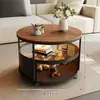 Mesa Auxiliar Redonda Moderna de Pizarra para Sofá de Sala de Estar, Adecuada para Apartamentos Pequeños, Mesa de Café con Carrito Móvil, Mesa Pequeña