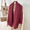Estilo Literario Casual Retro Ropa Exterior Moderna Elegante Chal Estilo Coreano para Mujer Color Puro Cuadrado Corto Borla Elegante Bufanda