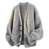 Novos suéteres de tricô outono e inverno para homens e casais, jaquetas cardigã com gola V, estilo old money, soltas e modernas, atacado de fábrica transfronteiriço