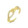 Anillo Trenzado con Nudo Incrustado de Diamantes de Venta Caliente Transfronterizo para Mujer, Moda de Lujo de Nicho, Anillo Abierto Versátil y de Gama Alta al por Mayor