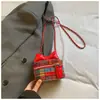 Bolso Cruzado de Lana a Cuadros Estilo Coreano Celebridad de Internet 2024 Mini Bolso Cubo para Niñas Bolso de Hombro con Cadena de Moda Estilo Chanel