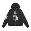Sudadera con capucha y cremallera unisex de retazos con bolsillo canguro, rica, melancólica, de segunda generación, tendencia de calle alta para parejas