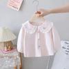Roupa de Menina para Primavera e Outono Camisas de Manga Comprida Moda Bebê Infantil Elegante Tendência Marca Doce Camisa com Renda e Laço