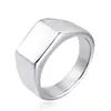 Suministro de joyería de moda europea y americana anillo de acero inoxidable al por mayor anillo rectangular brillante de acero de titanio