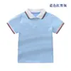 Camiseta de Algodão Infantil Manga Curta Meninos Alunos Azul Uniforme Escolar Gola Branca Camiseta Meninas Verão Camisa Polo Branca