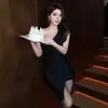 Vestido de Festa Bandagem de Um Ombro com Babados para Aniversários, Vestido Bodycon Sexy de Cintura Marcada para Mulheres
