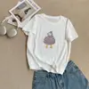 Camisa Jovem Estilo Coreano com Estampa de Boneco de Neve, Algodão Leve de Luxo com Flocos de Neve, Top Casual Redondo Fresco e Respirável