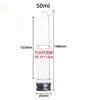 En stock línea de datos transparente botella cápsula PET tubo de ensayo botella 30/40/50/55/60ml botella para máscara de polvo liofilizado