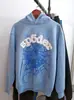 Sudadera con capucha para hombre de algodón puro con forro polar y estampado de telaraña Sp5Der