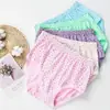 Calcinhas de algodão para mulheres de meia-idade e idosas, tamanho plus size, cintura alta, modelo triângulo, estampa floral, puro algodão, para mães, tamanho plus size, cós largo extra solto