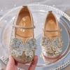 Zapatos de Cuero para Niñas 2026 Primavera Nuevo Estilo Zapatos Brillantes de Cristal de Princesa para Niños Zapatos Planos con Lazo para Niñas Pequeñas