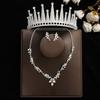 Conjunto de três peças para noiva: coroa, colar e brincos. Acessórios de cabelo para casamento. Acessórios de casamento. Coroa estilo coreano.