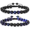 Pulsera exclusiva transfronteriza de piedra volcánica natural ojo de tigre con cuentas para hombres y mujeres, pulsera de ágata, pulsera europea y americana