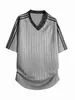 Textura americana deportivo cuello en V manga corta juvenil nicho deconstruido cómodo moderno top cleanfit manga corta