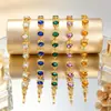 Pulsera de Joyería Colorida con Forma de Luna Nueva Zircón Siete Colores Joyería de Mano Europea y Americana Múltiples Colores Disponibles Pulsera para Mujer