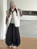 Conjunto de Moletom Listrado Outono/Inverno Novo para Meninas, Colete de Lã de Cordeiro, Calças de Perna Curva com Forro de Fleece, Top para Crianças de Tamanho Médio/Grande