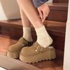 Meias Pantufas Fechadas Estilo Birkenstock Retrô para Mulheres, Pantufas de Algodão Peculiares com Solado Grosso que Aumenta a Altura, Novo Estilo Outono e Inverno