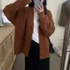 Cardigã de malha solto e casual estilo coreano, jaqueta suéter de tricô de cor sólida com tranças outono/inverno 2026 novo para mulheres, estilo universitário