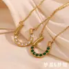 Diseño de Nicho Europeo y Americano Personalidad Creativa Colgante Acero Inoxidable Chapado en Oro de 18K Herradura en Forma de U Colgante de Diamante Collar para Mujeres
