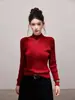 Suéter de tricô com ponto trançado e gola alta para mulheres, atmosfera de início de outono, para primavera e inverno, slim fit, macio, amigo da pele, camada interna para o dia a dia