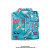 Camisa Floral Versátil para Vacaciones en la Playa para Hombre de Manga Corta Ins Atractivo Estilo Hawaiano Retro Holgada Camisa Chaqueta de Playa