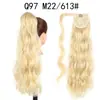 Extensão de Cabelo Sintético Longa Cacheada com Franja Envolvente Ondulada com Fita Mágica Rabo de Cavalo Ondulado