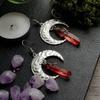 Venta directa de fábrica de pendientes de cristal de cuarzo rojo crudo en oferta.