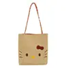 Bolsa de palha fofa e estilosa de verão estilo coreano, bolsa de mão fofa, bolsa de mão portátil de grande capacidade para o dia a dia, bolsa grande feminina