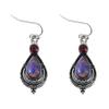 Aretes colgantes de gota de agua de topacio púrpura incrustado personalizado de estilo europeo, exquisita moda antigua, creativos