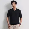 Polo de punto para hombre estilo old money de manga corta, verano, nuevo, alta intelectualidad, tacto relajado, jacquard tridimensional, tejido de punto transpirable