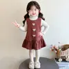 Vestido de Cuadros para Niña Invierno 2026 Nuevo Elegante Vestido de Invierno con Forro Polar para Niños Conjunto de Vestido Peto para Bebé