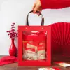 Saco de Presente Balde Transparente de Abraço de Ano Novo Bolsa de Mão Única Bolsa com Janela Caixa de Presente para Assar Caixa de Doces para Casamento Embalagem