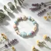 Pulseira Popular Transfronteiriça de Macaron Cerâmico Estrela-do-Mar e Concha, Pulseira Elástica de Contas Estilo Oceano com Conchas para Mulheres