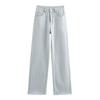 Pantalones vaqueros de cintura alta, pierna ancha, cremallera y joyería, moda otoño 2024, Amazon, mujer, E48660