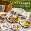 Platos llanos minimalistas de alto valor estilo coreano, vajilla de diseño único, platos de postre, vajilla para casas de huéspedes y restaurantes de moda