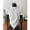 2026 Verano Nuevo Camiseta de Manga Corta para Hombre Corte Regular Cuello Redondo Liso Moda Juvenil Casual Camiseta de Color Sólido Patchwork