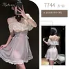 Lencería sexy de piano nocturno, camisola camisón, atuendo de cita, estilo de deseo puro, sexy y coqueto, transparente, escote revelador, ropa de casa 7744