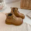 Botas Martin para Niños, Nuevo Estilo Otoño/Invierno, Botas de Cuero Tallado Estilo Británico para Niñas, Antideslizantes, Resistentes, Botines, Botas Individuales Versátiles para Niños
