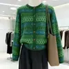 Nuevo Suéter de Punto Jacquard Fair Isle Otoño/Invierno Abrigo Cardigan para Mujer, Suéter Top Étnico Vintage para Mujer