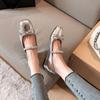 796-3 Altura del Arco Zapatos Mary Jane para Mujer 2024 Nuevo Otoño Zapatos Planos Franceses con Pedrería Zapatos para Mujer
