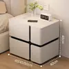 Mesita de noche Inteligente Simple Moderna Multifuncional con Carga Inalámbrica Altavoz Luz Lujo Dormitorio Uso en Casa Gabinete de Noche de Madera Maciza