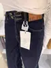 Jeans Sueltos Rectos de Doble Botón Azul Oscuro para Mujer en Otoño e Invierno Estilo Retro Americano de Cintura Alta Pantalones de Pierna Ancha Estrecha