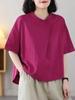 Venta de Liquidación ~ Stock Limitado: Camiseta de Manga Corta Asimétrica con Botones Estilo Comercio Exterior, Top de Algodón Puro Holgado para Mujer, Verano