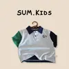 Ropa de Verano para Niños 2026 Nueva Camisa Polo para Bebé y Niño Camiseta con Bloques de Color Versátil Casual Cuello Alto Camiseta de Manga Corta con Bloques de Color Moderna