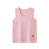 Camiseta sin mangas de algodón de color Lycra para niños de otoño e invierno 26, top sin mangas a rayas estampado para niños y niñas, adecuado para todas las estaciones