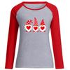 Camiseta de Manga Larga para Mujer con Estampado de Amor de Enano Anciano para el Día de San Valentín Europeo y Americano, Manga Larga Bicolor para Pareja, Venta al por Mayor