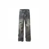 Jeans de Verano de Marca de Moda Callejera Color Amarillo Lodo Desgastados Rasgados Wasteland para Hombre, Corte Holgado, Estilo Callejero Genial, Pantalones Largos Finos