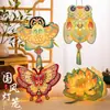Lanternas do Festival do Meio Outono, lanternas brilhantes de mão estilo chinês, materiais para artesanato DIY, lanternas de coelho de desenho animado para crianças, adequadas para bancas de mercado